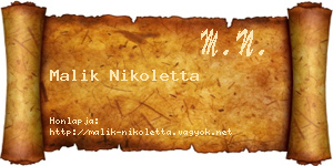 Malik Nikoletta névjegykártya